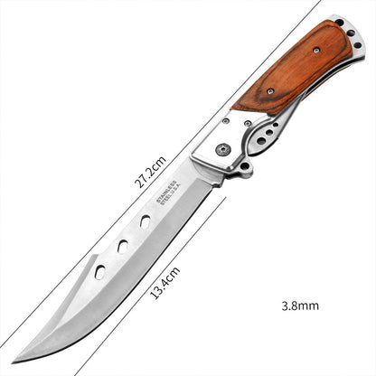 Colorful Wooden Handle Bowie Folding Knife