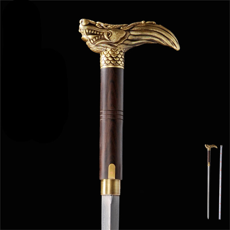 Ebony Dragon Head Cane Sword