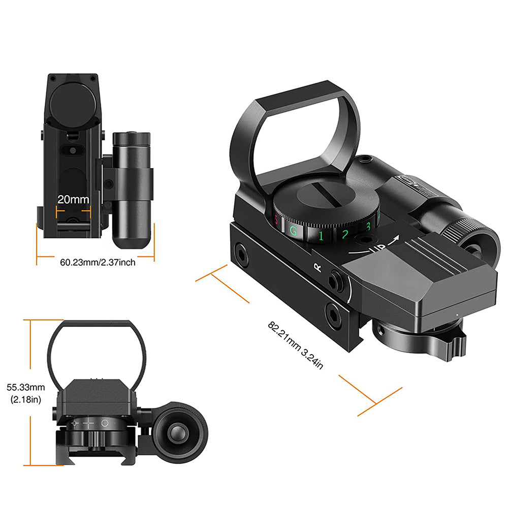 1x22x33 Red Green Dot Sight for 20mm Rail 5 Brights