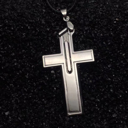 Cross Necklace Self-Defense Hidden Knife Replaceable Blade Necklace