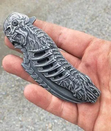 3D Carved Skull Folding knife