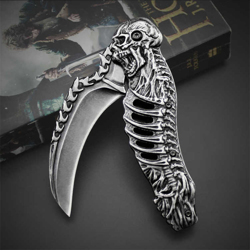 3D Carved Skull Folding knife