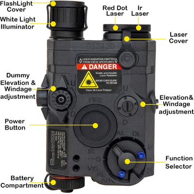 AN PEQ-15 Battery Case Red Dot Laser LED Flashlight