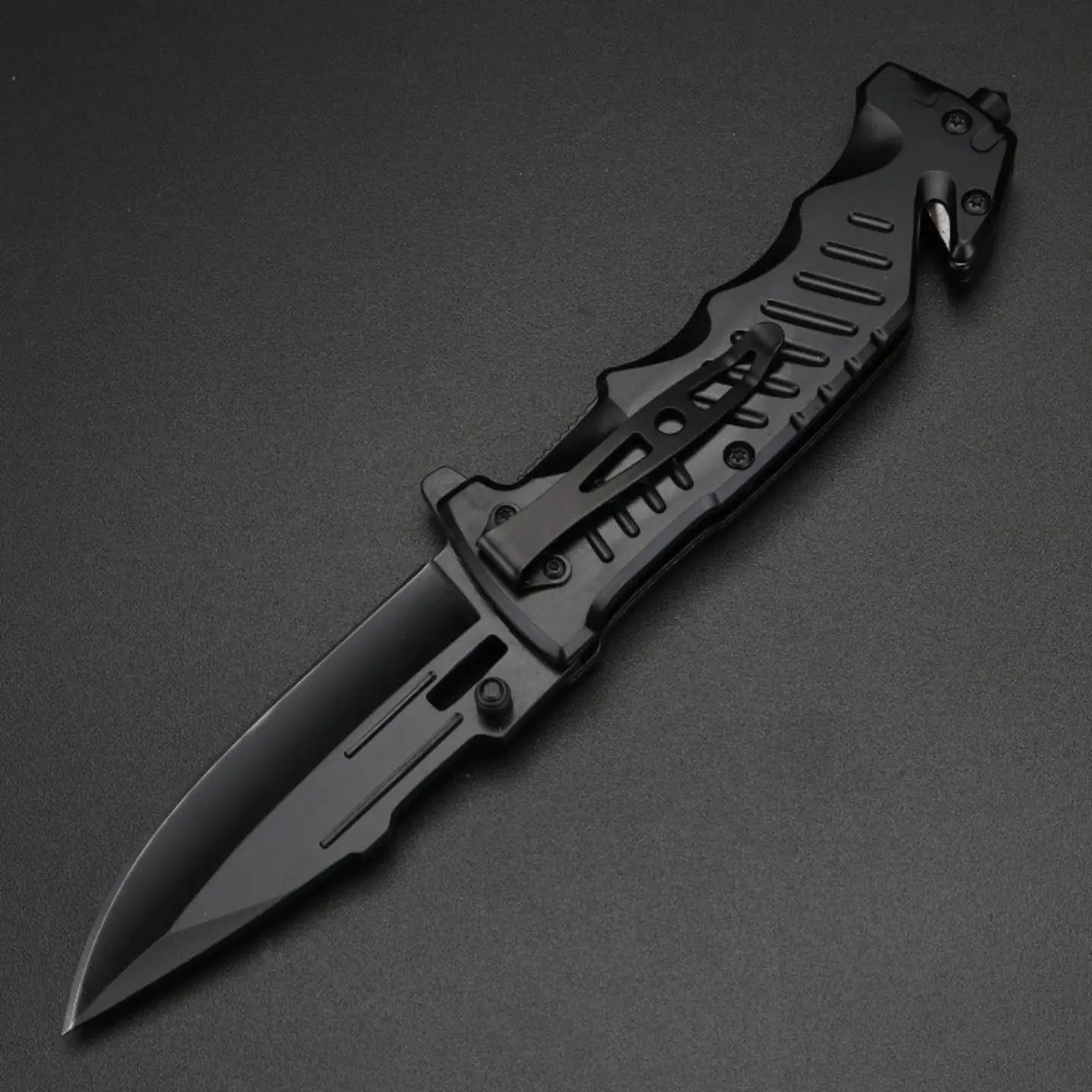 Black rope folding knife