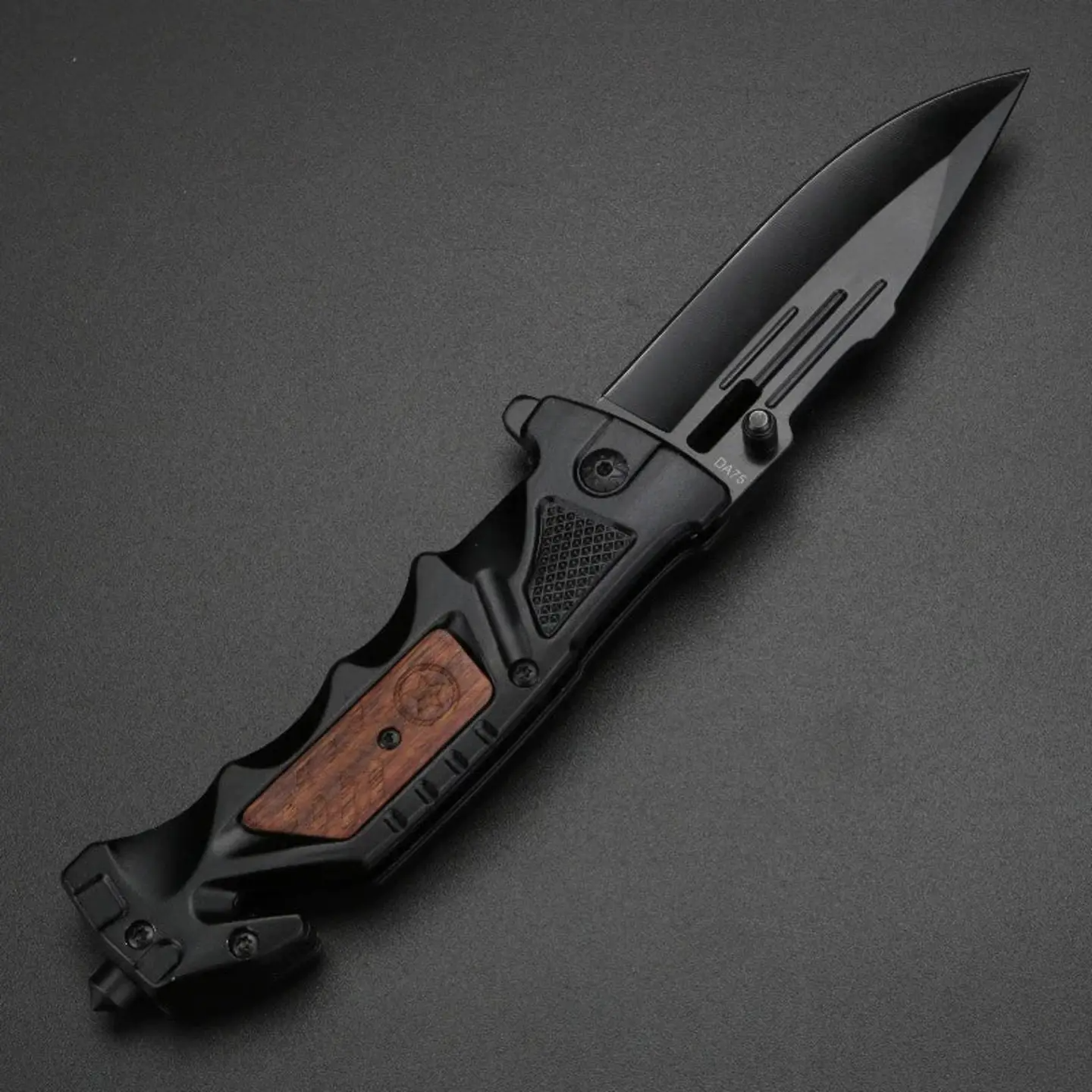 Black rope folding knife