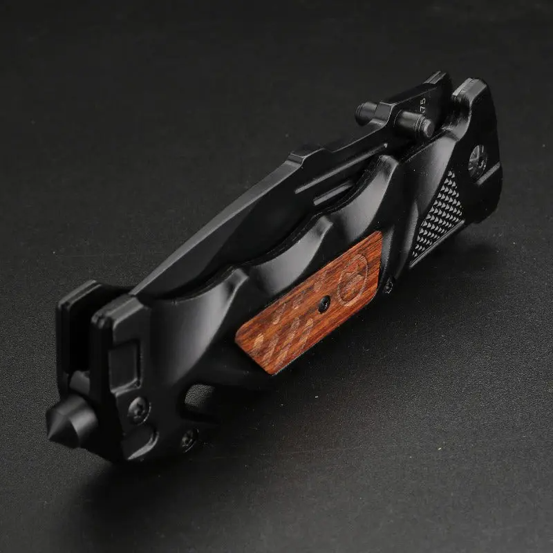 Black rope folding knife