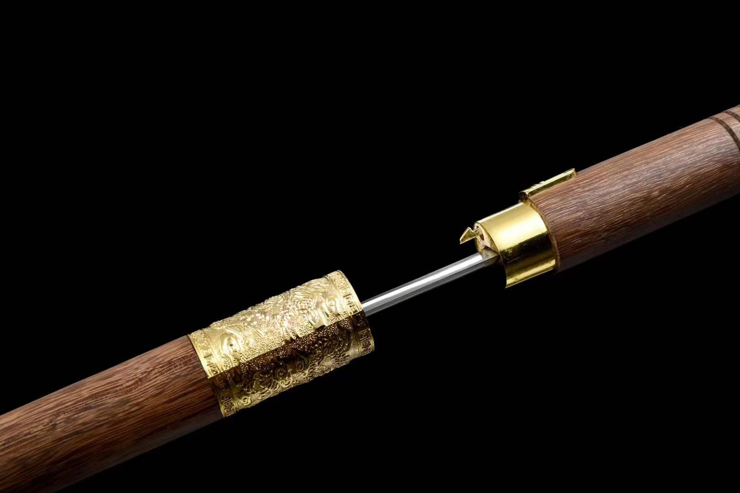 Dragon Pattern Alloy Gold Stainless Steel Cane Sword