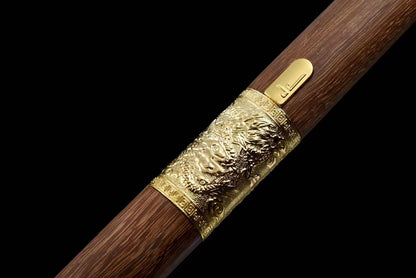 Dragon Pattern Alloy Gold Stainless Steel Cane Sword