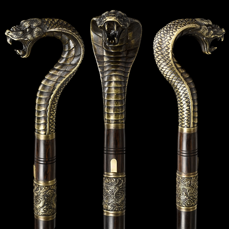 Ebony Wood Snake-Head Sword Cane