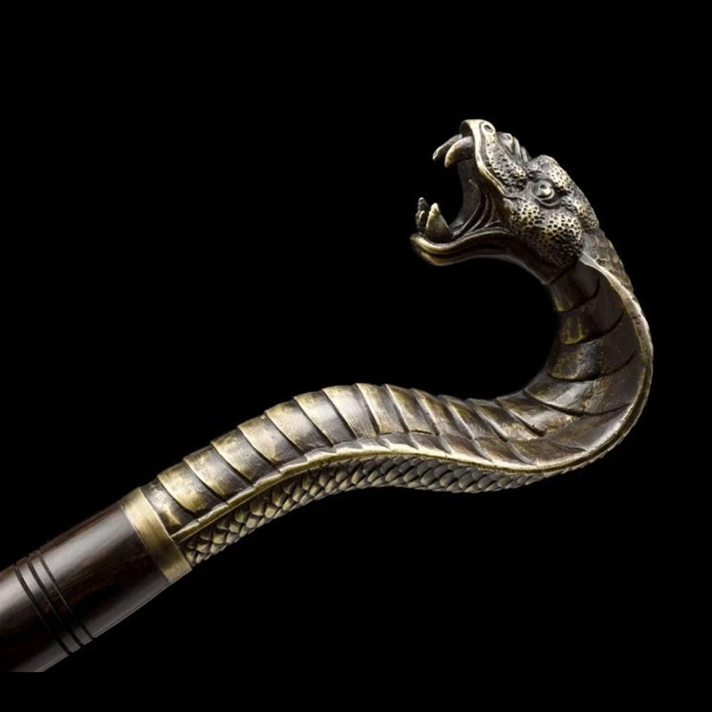 Ebony Wood Snake-Head Sword Cane