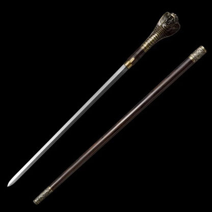 Ebony Wood Snake-Head Sword Cane