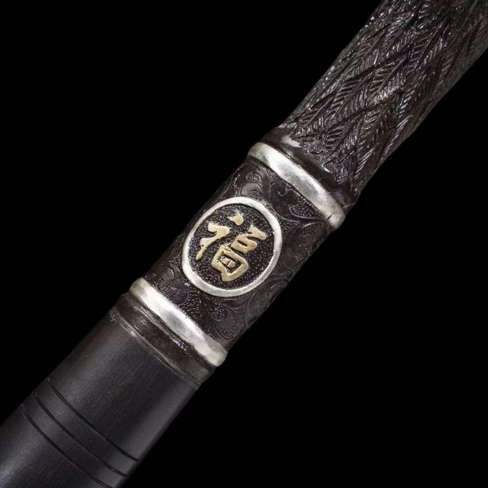 (Elder) Stainless Damascus Steel Dual-Handed Cane Knife