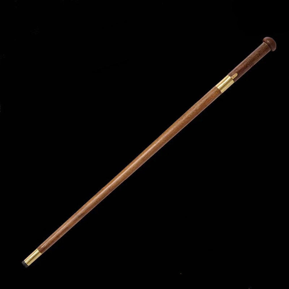 Handcrafted Mahogany Mushroom Head Pattern Steel Cane Sword with Copper Lock