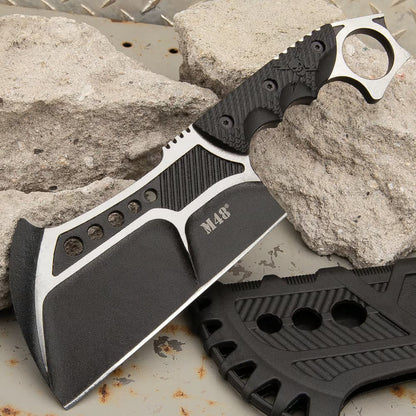 M48 Conflict Cleaver With Vortec Sheath - 2Cr13 Cast Stainless Steel Blade, Injection Molded Nylon Handle, Open Ring Pommel - Length 11 1/4”