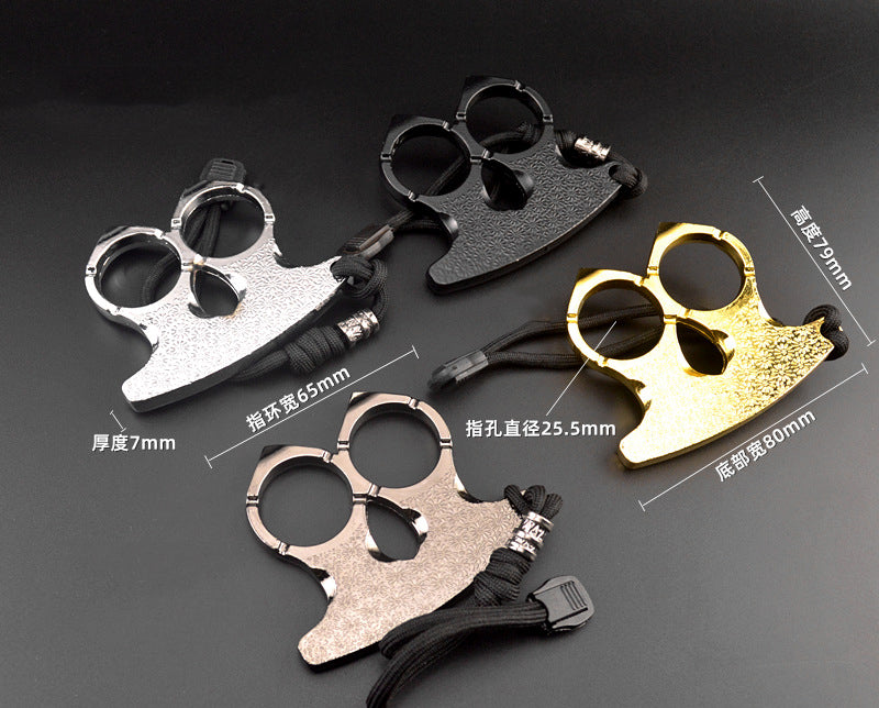 Metal Knuckle Duster Two-finger Broken Window Finger Tiger Martial Arts Practice Hand Buckle Fist Ring Fight Protective Gear EDC Tool