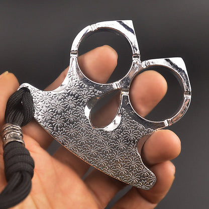 Metal Knuckle Duster Two-finger Broken Window Finger Tiger Martial Arts Practice Hand Buckle Fist Ring Fight Protective Gear EDC Tool