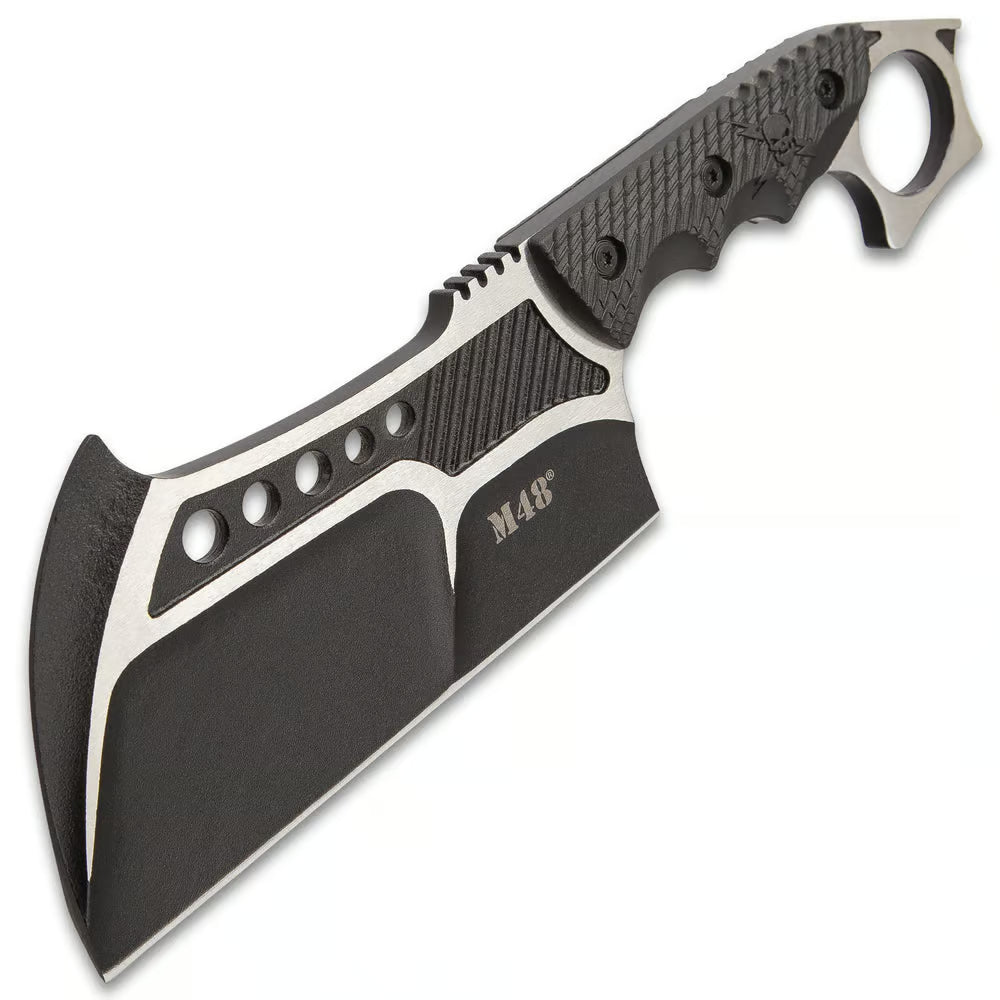 M48 Conflict Cleaver With Vortec Sheath - 2Cr13 Cast Stainless Steel Blade, Injection Molded Nylon Handle, Open Ring Pommel - Length 11 1/4”