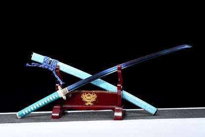 Hand Forged Japanese Samurai Katana 9260 Spring Steel Blue Blade