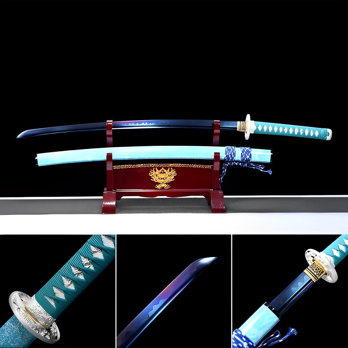 Hand Forged Japanese Samurai Katana 9260 Spring Steel Blue Blade