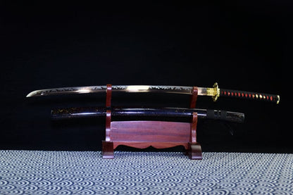 Hand Forged Japanese Samurai Katana Bare Gold T10 Carbon steel Blade baking gold