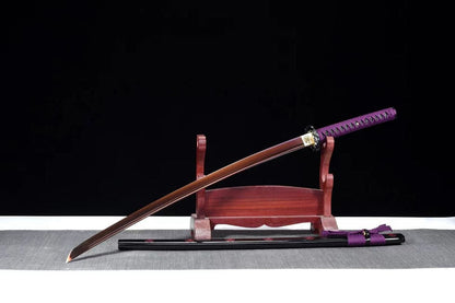 Hand Forged Japanese Samurai Katana Bauhinia 9260 Spring Stee Purple Blade