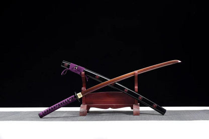 Hand Forged Japanese Samurai Katana Bauhinia 9260 Spring Stee Purple Blade