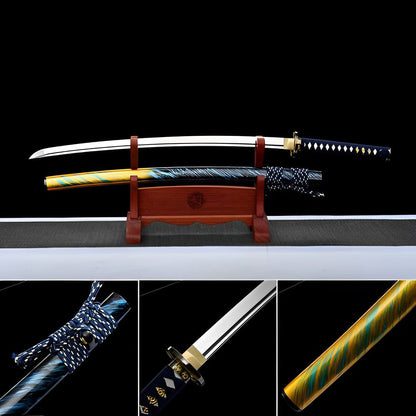 Hand Forged Japanese Samurai Katana Buddha 9260 Spring Steel Bend 90 degrees without deformation