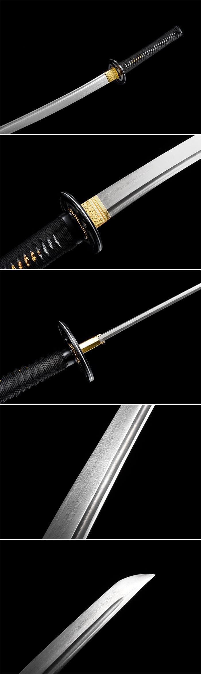 Hand Forged Japanese Samurai Katana Silver Wheel Damascus Steel Full Tang