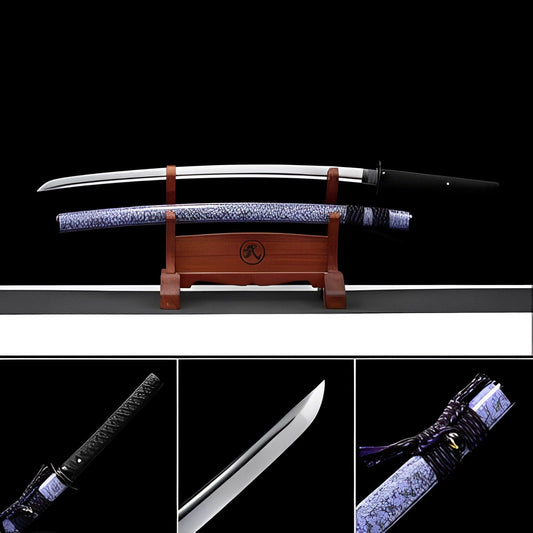 Hand Forged Japanese Samurai Katana Violet 9260 Spring Steel Full Tang