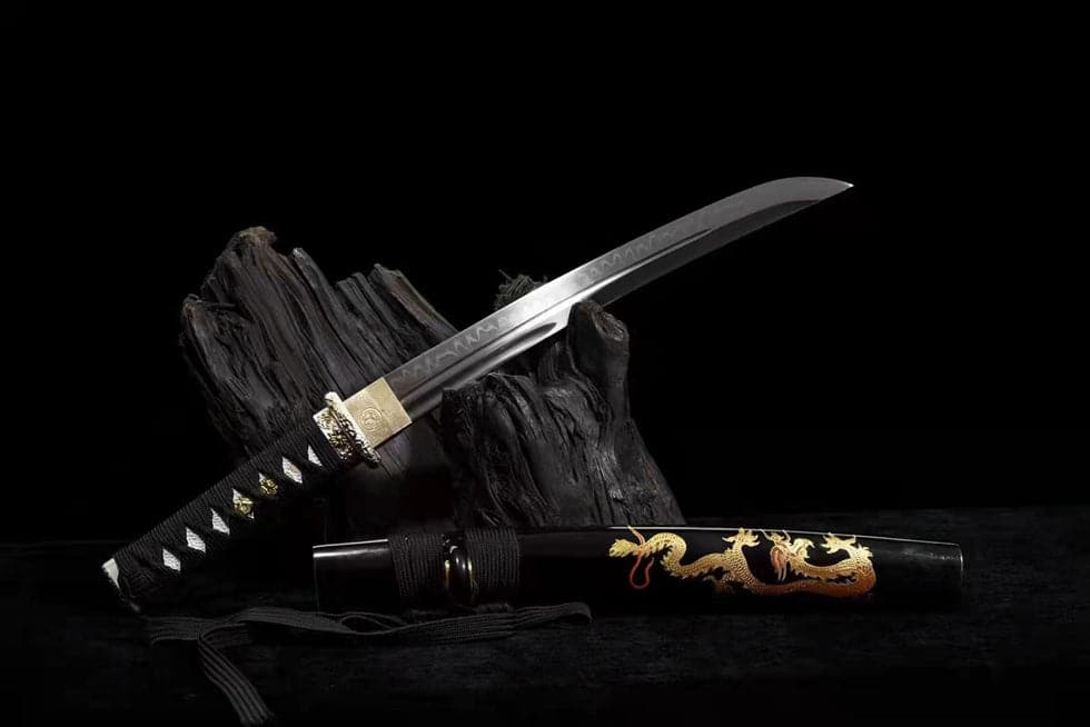 Hand Forged Japanese Tanto Golden Dragon T10 Carbon steel Full Tang