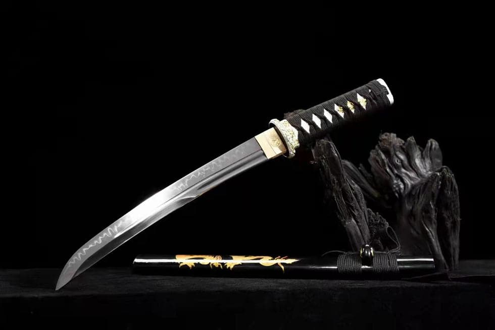 Hand Forged Japanese Tanto Golden Dragon T10 Carbon steel Full Tang