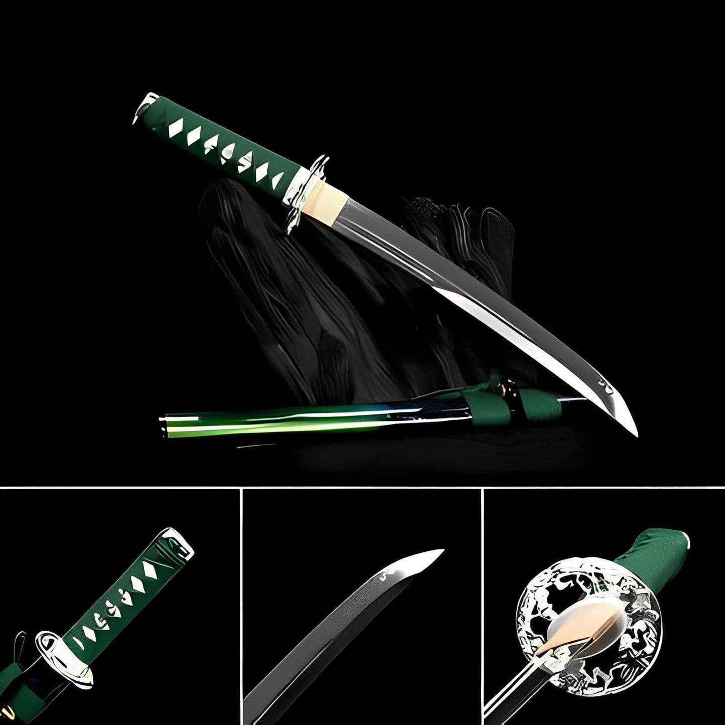 Hand Forged Japanese Tanto Jade T10 Carbon steel Short Sword Turns the soil to burn blade