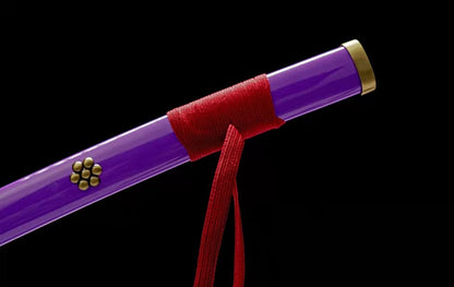 Handmade Anime Katana One Piece Roronoa Zoro's Enma Sword Purple Blade 1045 High Carbon Steel Purple