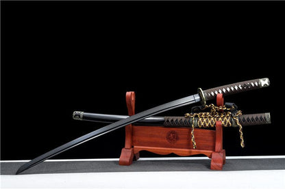 Handmade Japanese Tachi Odachi Dark Shadow High Carbon Steel Blackened blades