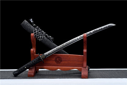 Handmade Japanese Wakizashi Chi Dragon High Manganese Steel Black Blade