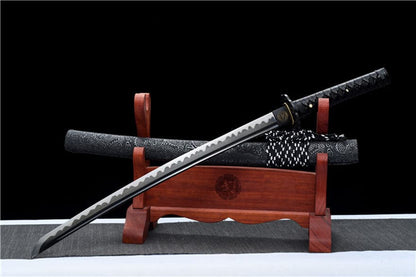 Handmade Japanese Wakizashi Chi Dragon High Manganese Steel Black Blade